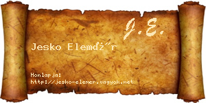 Jesko Elemér névjegykártya